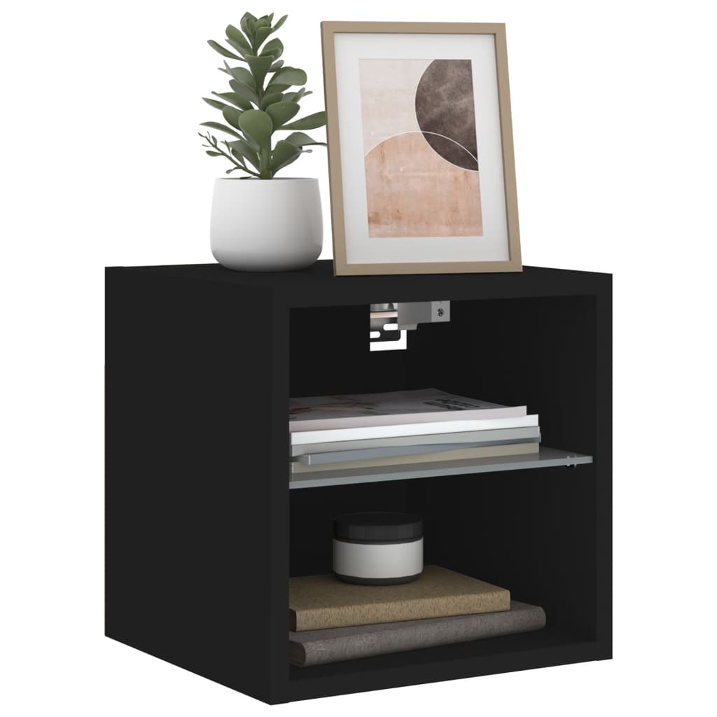 vidaXL Έπιπλα Τοίχου Τηλεόρασης με LED 2 Τεμ. Μαύρα 30 x 28,5 x 30 εκ.