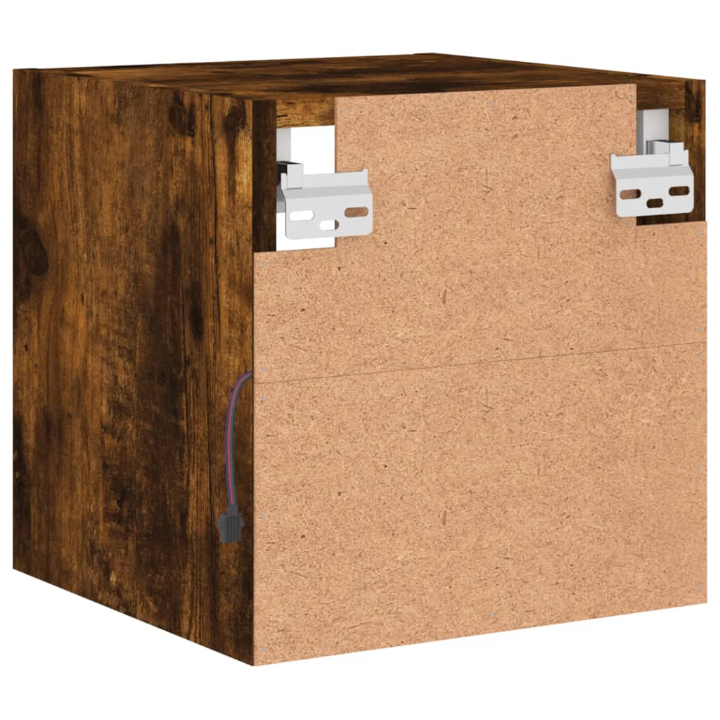 vidaXL Έπιπλα Τοίχου Τηλ. με LED 2 Τεμ. Καπνιστή Δρυς 30x28,5x30 εκ.