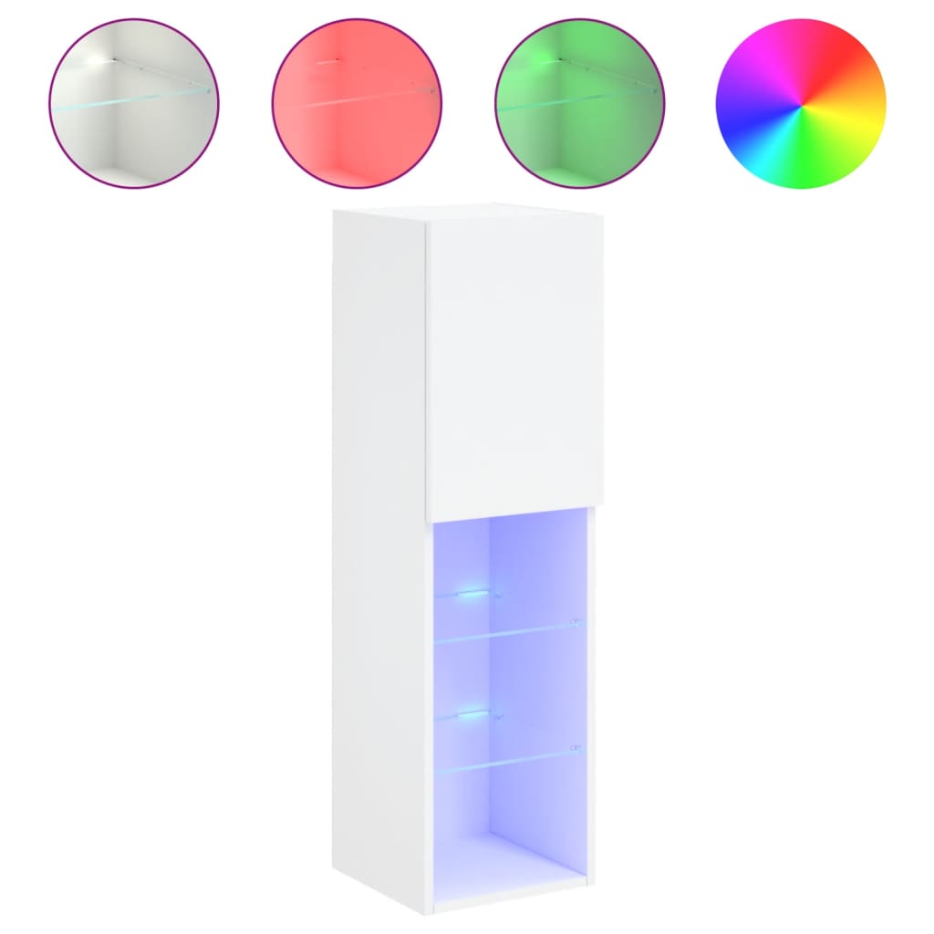 vidaXL Έπιπλα Τηλεόρασης με LED 2 τεμ. Λευκά 30,5x30x102 εκ.