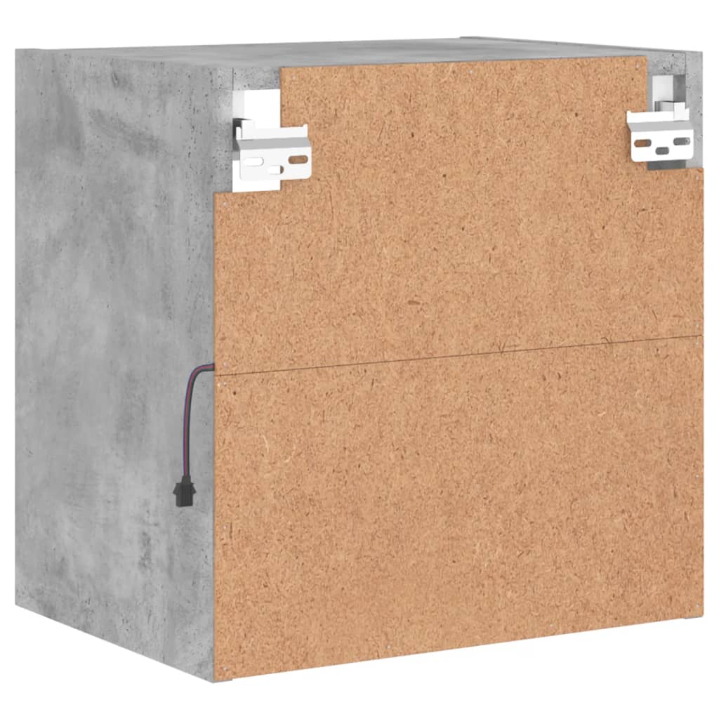 vidaXL Κομοδίνο Επιτοίχιο με Φώτα LED Γκρι Σκυροδέματος