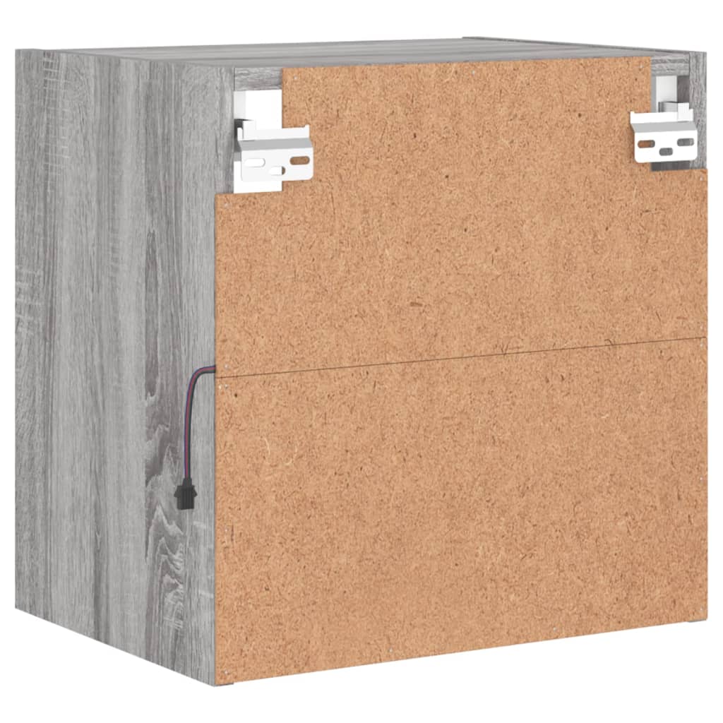 vidaXL Κομοδίνο Επιτοίχιο με Φώτα LED Γκρι Sonoma