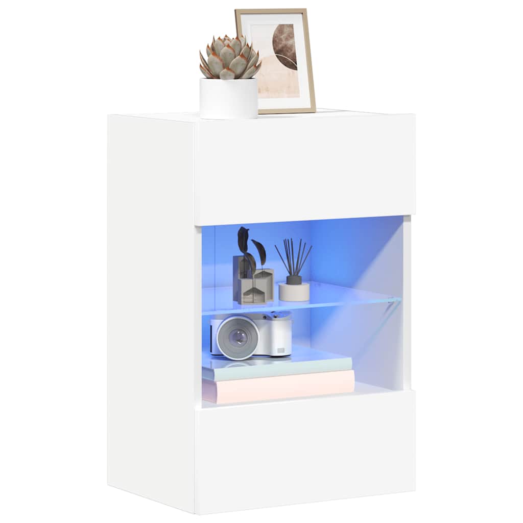 vidaXL Κρεμαστά ντουλάπια με φώτα LED για τηλεόραση 2 Τεμ. Λευκά 40x30x60,5 εκ.