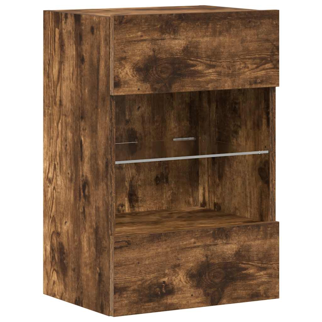 vidaXL Κρεμαστά ντουλάπια με φώτα LED για τηλεόραση 2 Τεμ. Καπνιστή Δρυς 40x30x60,5εκ.