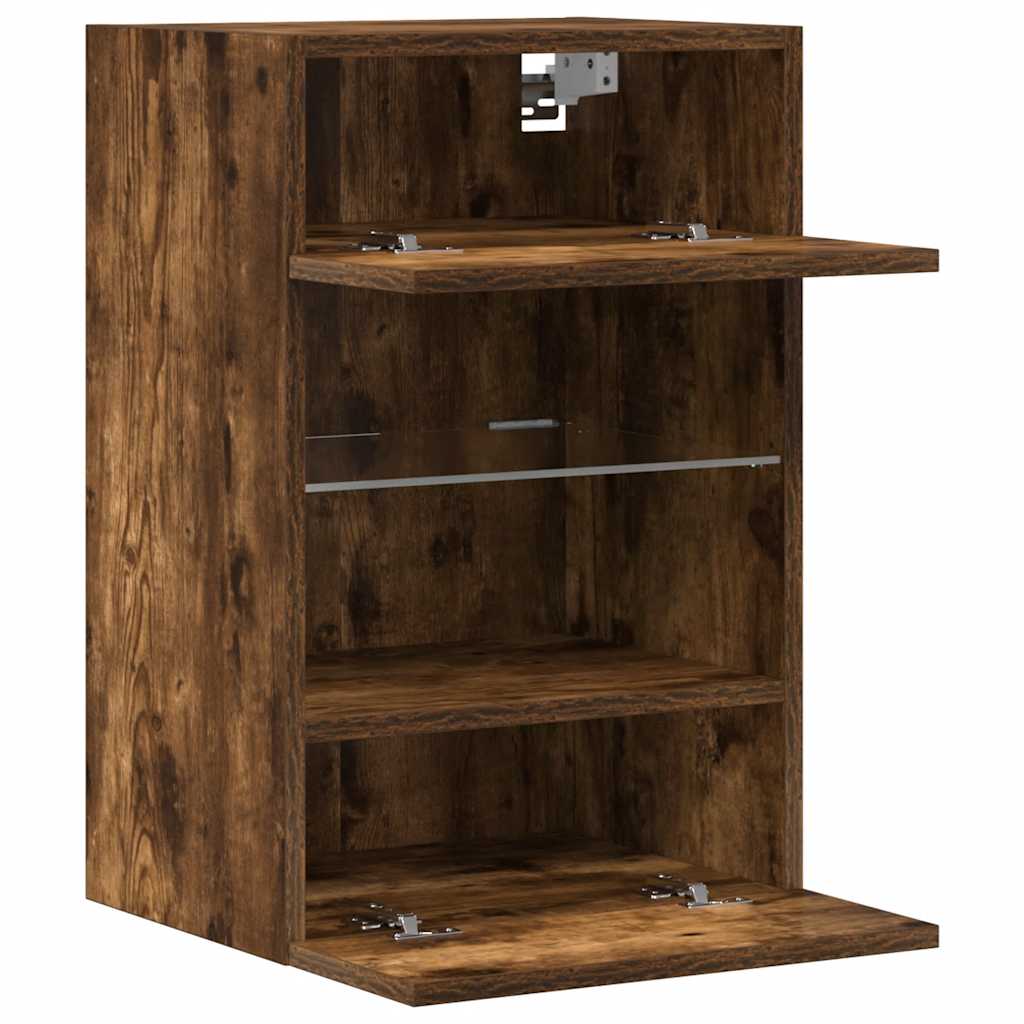 vidaXL Κρεμαστά ντουλάπια με φώτα LED για τηλεόραση 2 Τεμ. Καπνιστή Δρυς 40x30x60,5εκ.