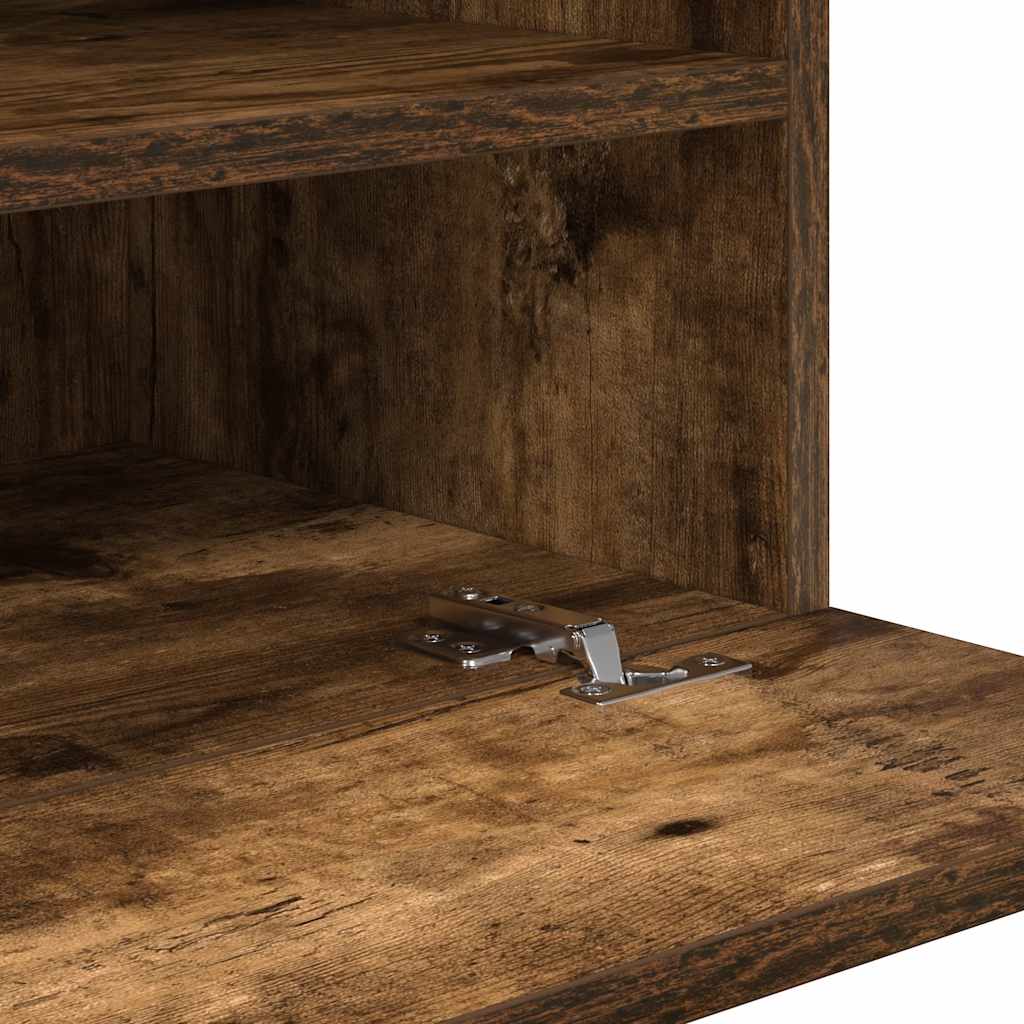 vidaXL Κρεμαστά ντουλάπια με φώτα LED για τηλεόραση 2 Τεμ. Καπνιστή Δρυς 40x30x60,5εκ.