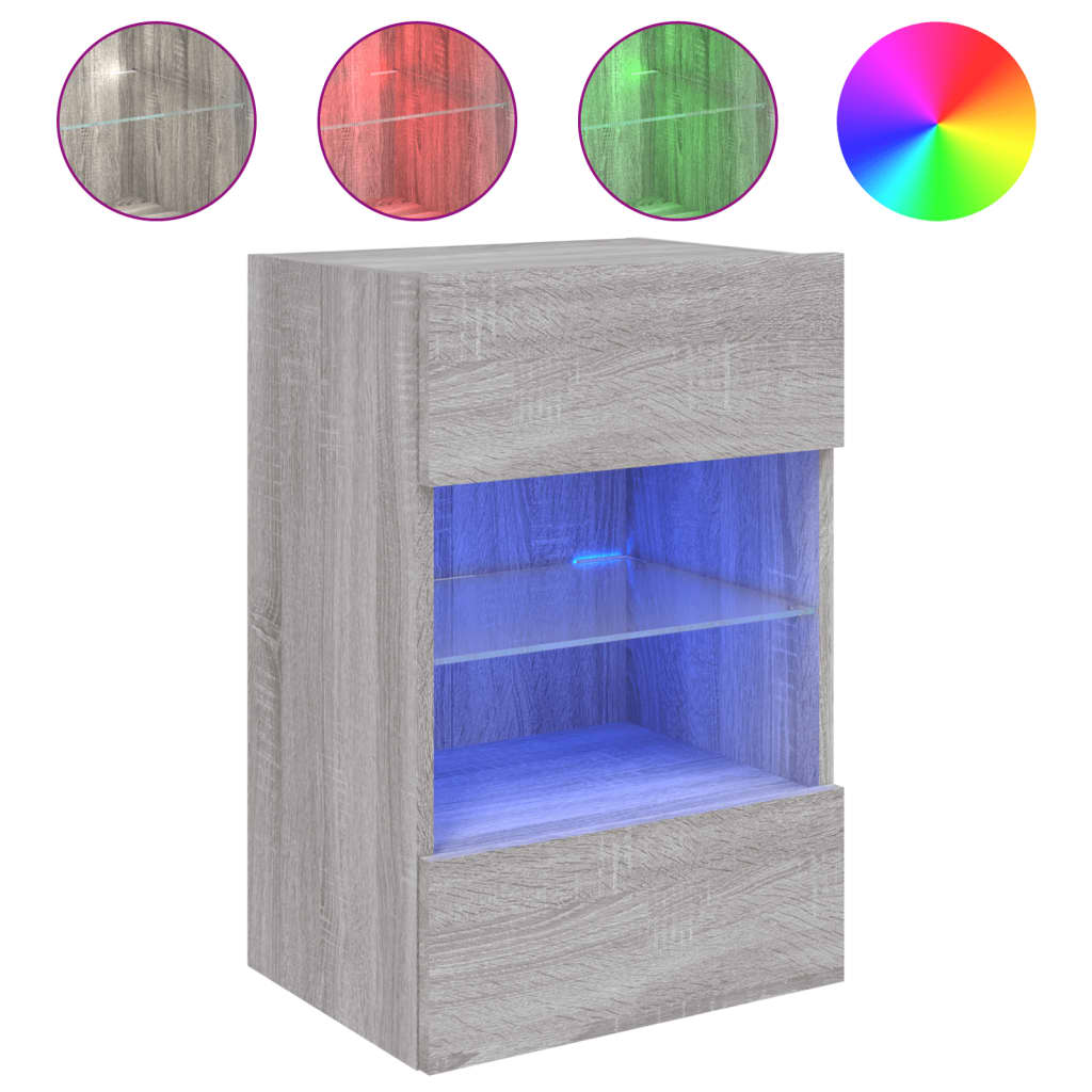 vidaXL Έπιπλο Τοίχου Τηλεόρασης με LED Γκρι Sonoma 40x30x60,5 εκ.