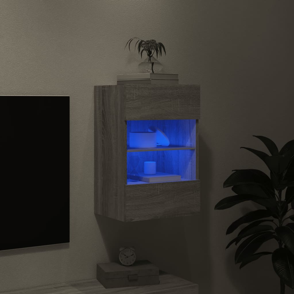 vidaXL Έπιπλο Τοίχου Τηλεόρασης με LED Γκρι Sonoma 40x30x60,5 εκ.