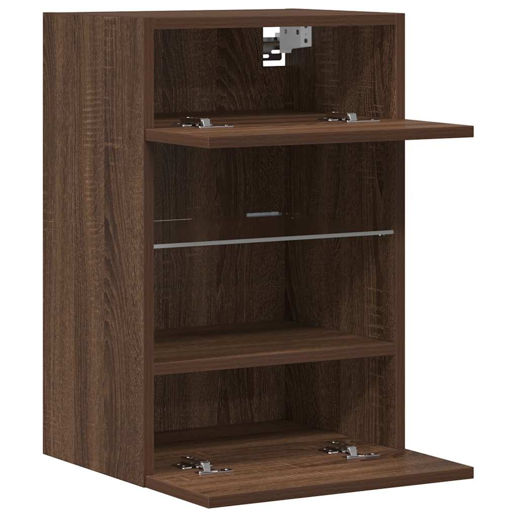 vidaXL Κρεμαστά ντουλάπια με φώτα LED για τηλεόραση 2 Τεμ. Καφέ Δρυς 40x30x60,5εκ.