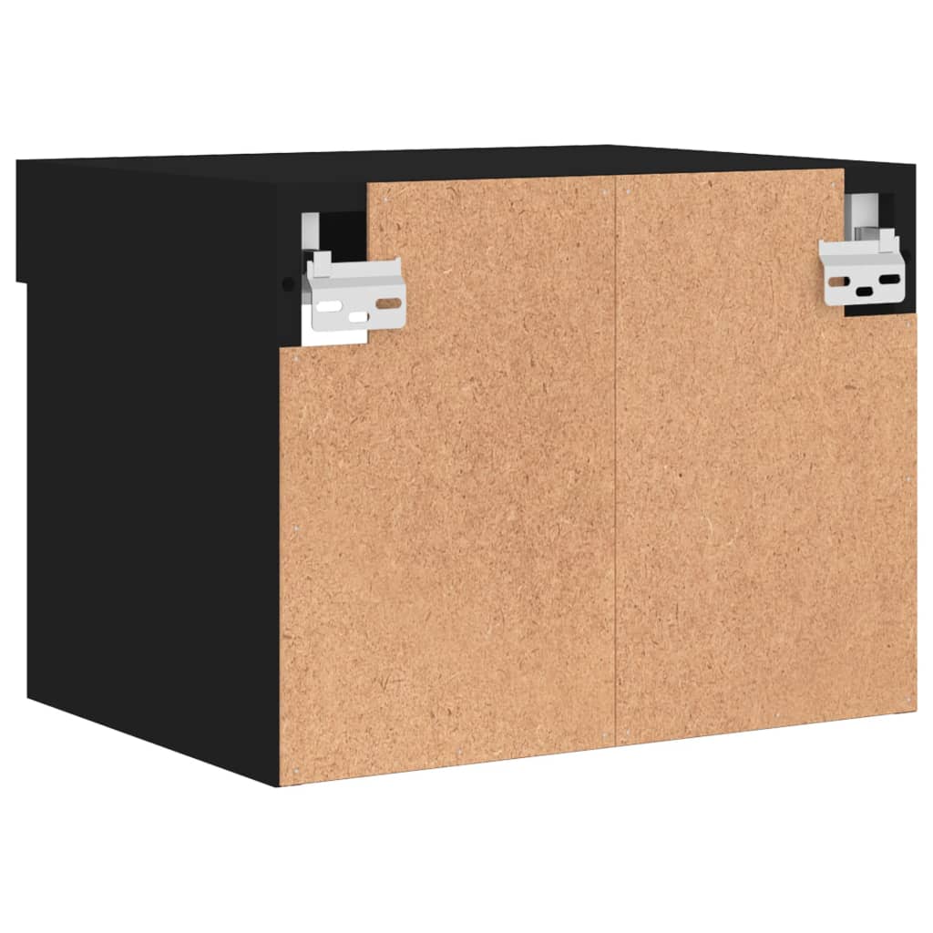 vidaXL Κομοδίνα Επιτοίχια με Φώτα LED 2 Τεμ. Μαύρα