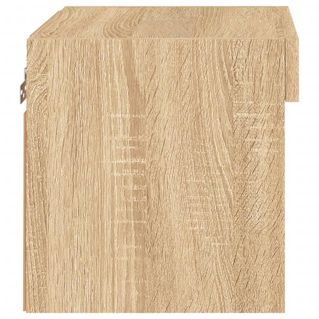 vidaXL Κομοδίνα Επιτοίχια με Φώτα LED 2 Τεμ. Sonoma Δρυς