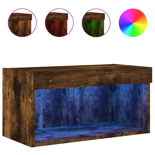 vidaXL Έπιπλο Τηλεόρασης με LED Καπνιστή Δρυς 60x30x30 εκ.