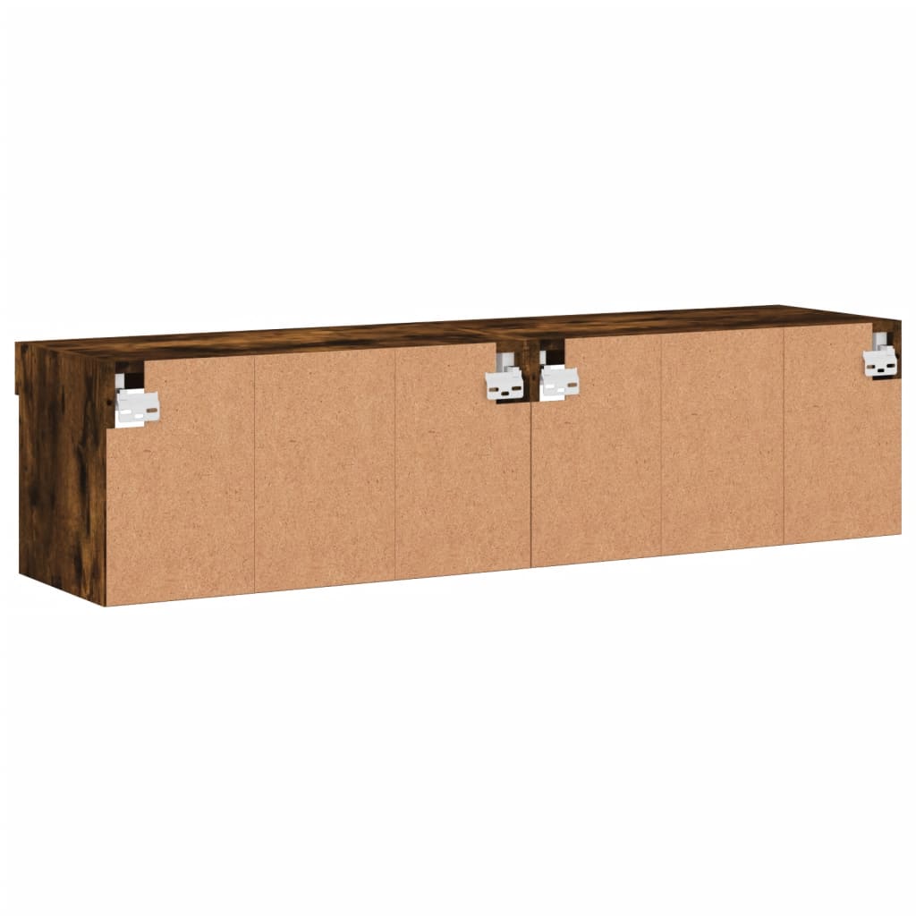 vidaXL Έπιπλα Τηλεόρασης με LED 2 τεμ. Καπνιστή Δρυς 60x30x30 εκ.