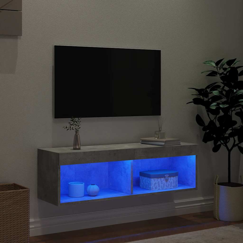 vidaXL Έπιπλο Τηλεόρασης με LED Γκρι Σκυροδέματος 100x30x30 εκ.