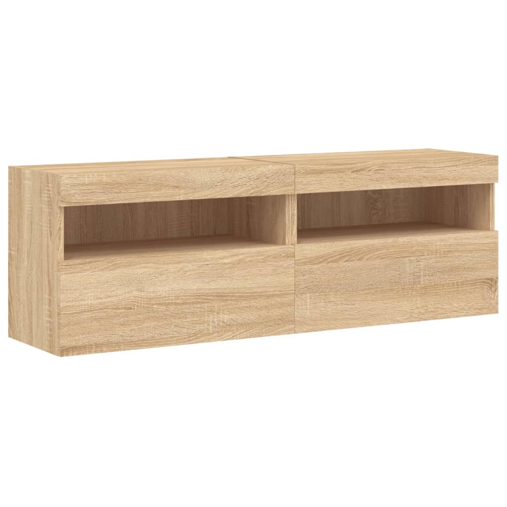 vidaXL Έπιπλα Τοίχου Τηλ. με LED 2 Τεμ. Sonoma Δρυς 60x30x40 εκ.