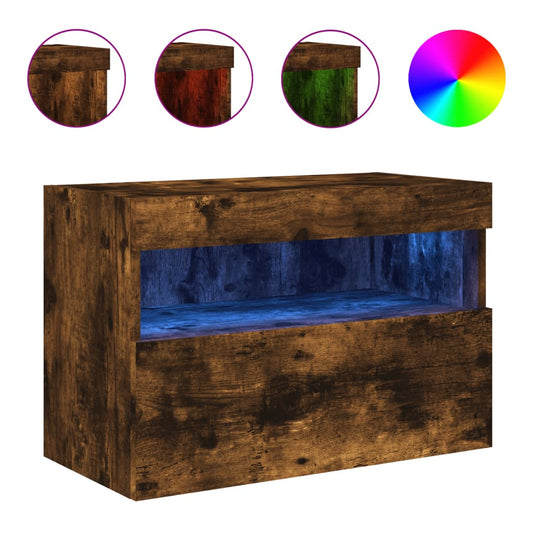 vidaXL Έπιπλο Τοίχου Τηλεόρασης με LED Καπνιστή Δρυς 60x30x40 εκ.