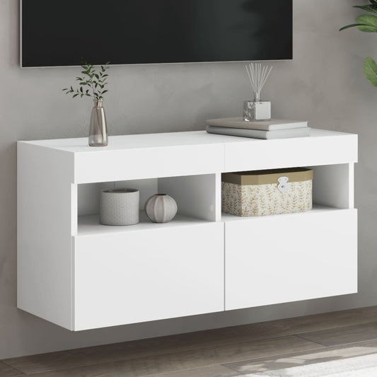 vidaXL Έπιπλο Τοίχου Τηλεόρασης με LED Λευκό 80x30x40 εκ.