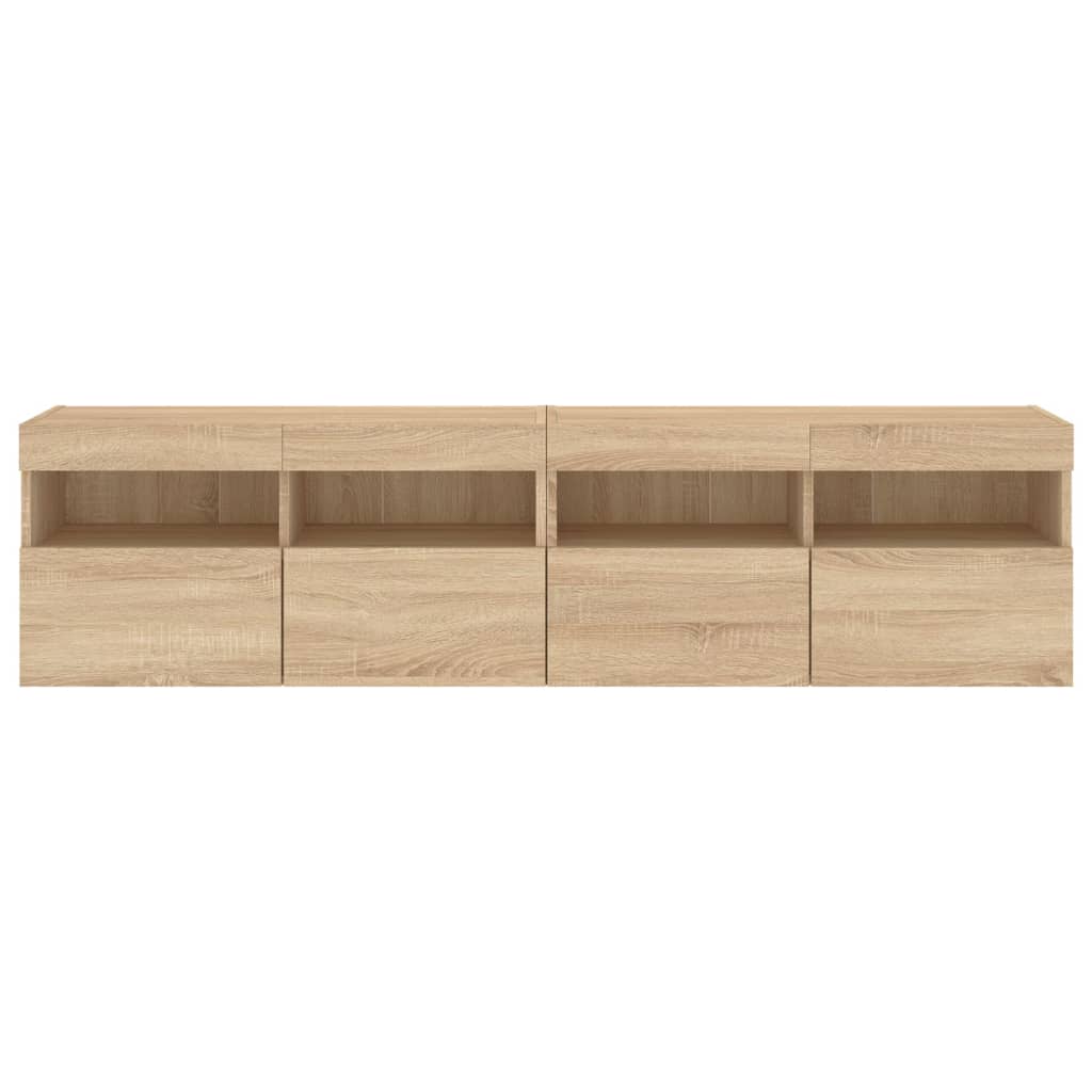 vidaXL Έπιπλα Τοίχου Τηλ. με LED 2 Τεμ. Sonoma Δρυς 80x30x40 εκ.