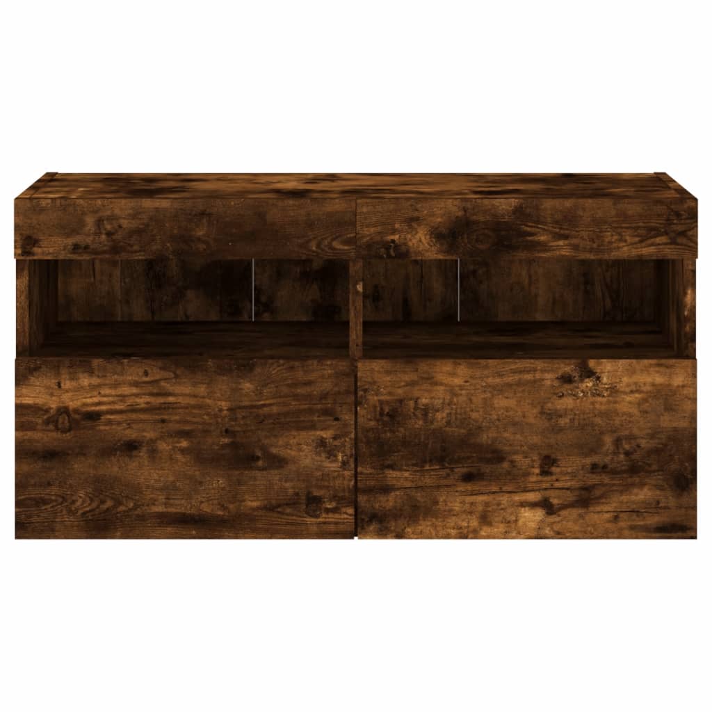 vidaXL Έπιπλο Τοίχου Τηλεόρασης με LED Καπνιστή Δρυς 80x30x40 εκ.