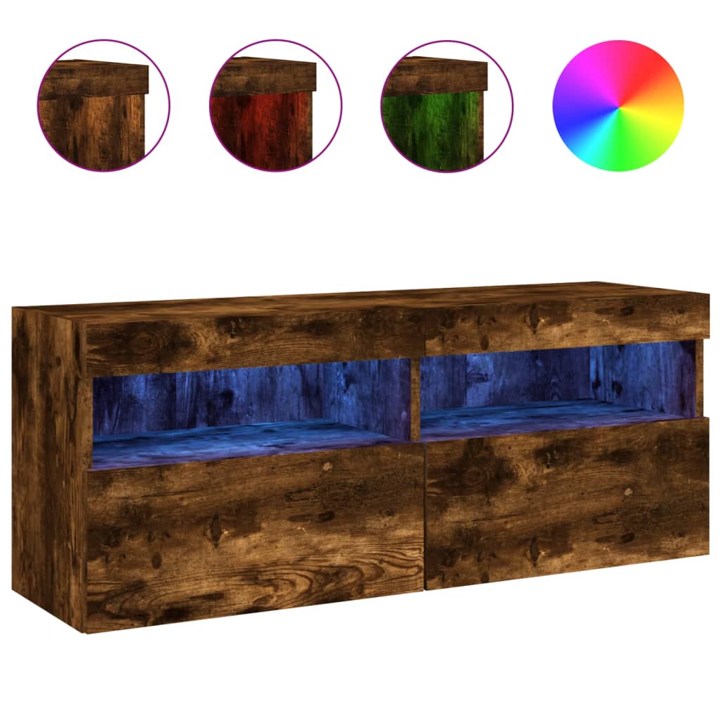 vidaXL Έπιπλο Τοίχου Τηλεόρασης με LED Καπνιστή Δρυς 100x30x40 εκ.