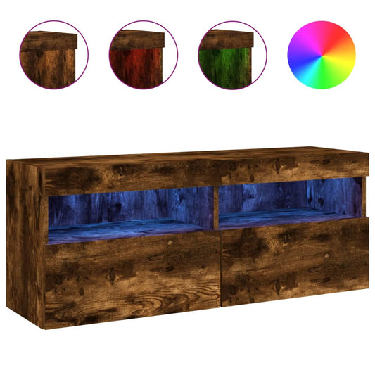 vidaXL Έπιπλο Τοίχου Τηλεόρασης με LED Καπνιστή Δρυς 100x30x40 εκ.