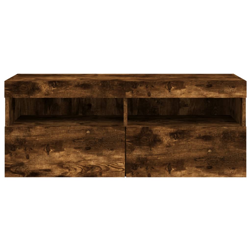 vidaXL Έπιπλο Τοίχου Τηλεόρασης με LED Καπνιστή Δρυς 100x30x40 εκ.