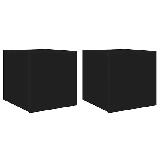 vidaXL Έπιπλα Τοίχου Τηλεόρασης με LED 2 Τεμ. Μαύρα 30,5x35x30 εκ.