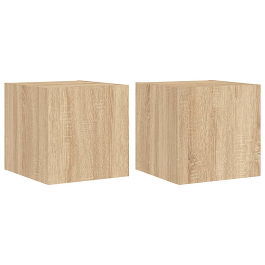 vidaXL Έπιπλα Τοίχου Τηλ. με LED 2 Τεμ. Sonoma Δρυς 30,5x35x30 εκ.