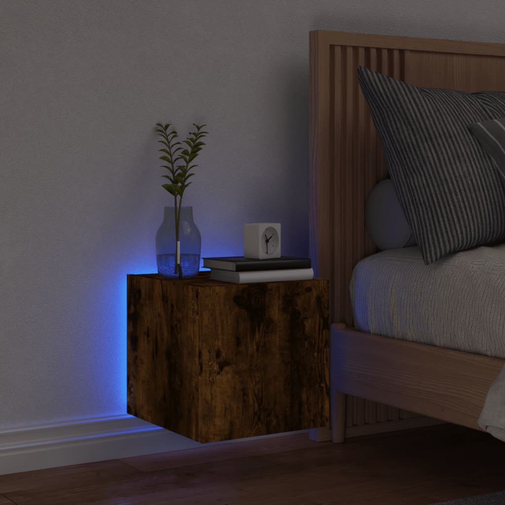 vidaXL Έπιπλο Τοίχου Τηλεόρασης με LED Καπνιστή Δρυς 30,5x35x30 εκ.