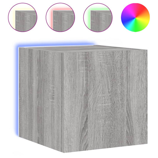 vidaXL Έπιπλο Τοίχου Τηλεόρασης με LED Γκρι Sonoma 30,5x35x30 εκ.