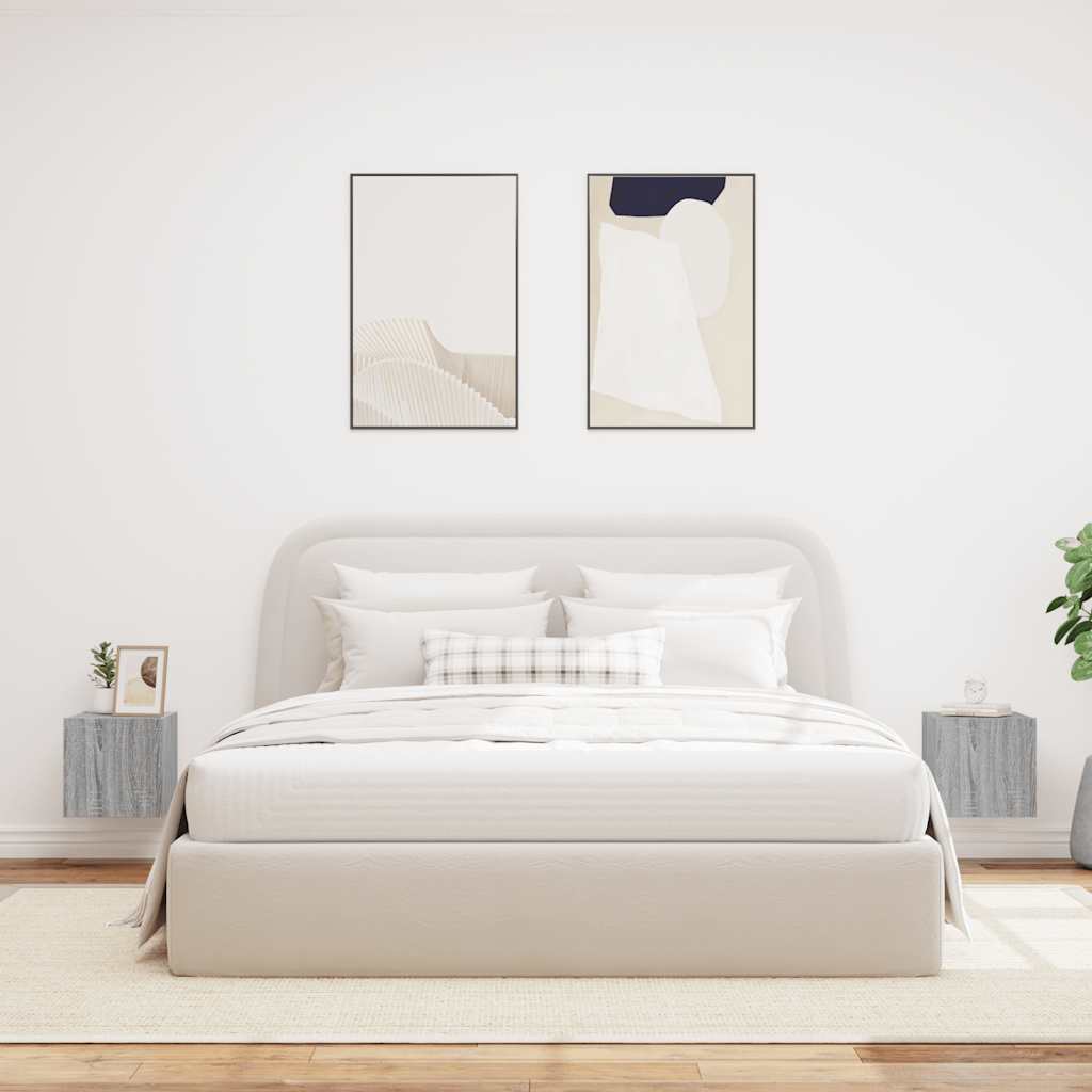 vidaXL Έπιπλα Τοίχου Τηλ. με LED 2 Τεμ. Γκρι Sonoma 30,5x35x30 εκ.