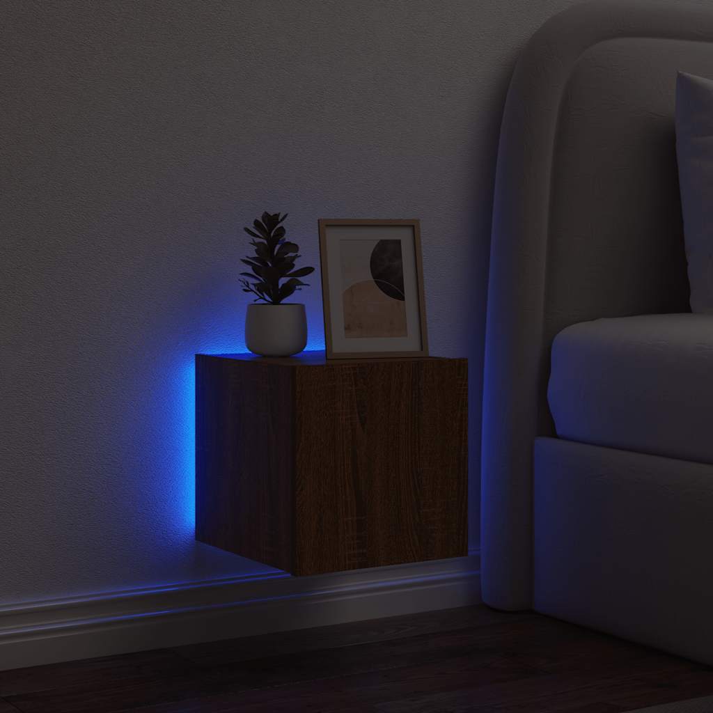 vidaXL Έπιπλο Τοίχου Τηλεόρασης με LED Καφέ Δρυς 30,5x35x30 εκ.