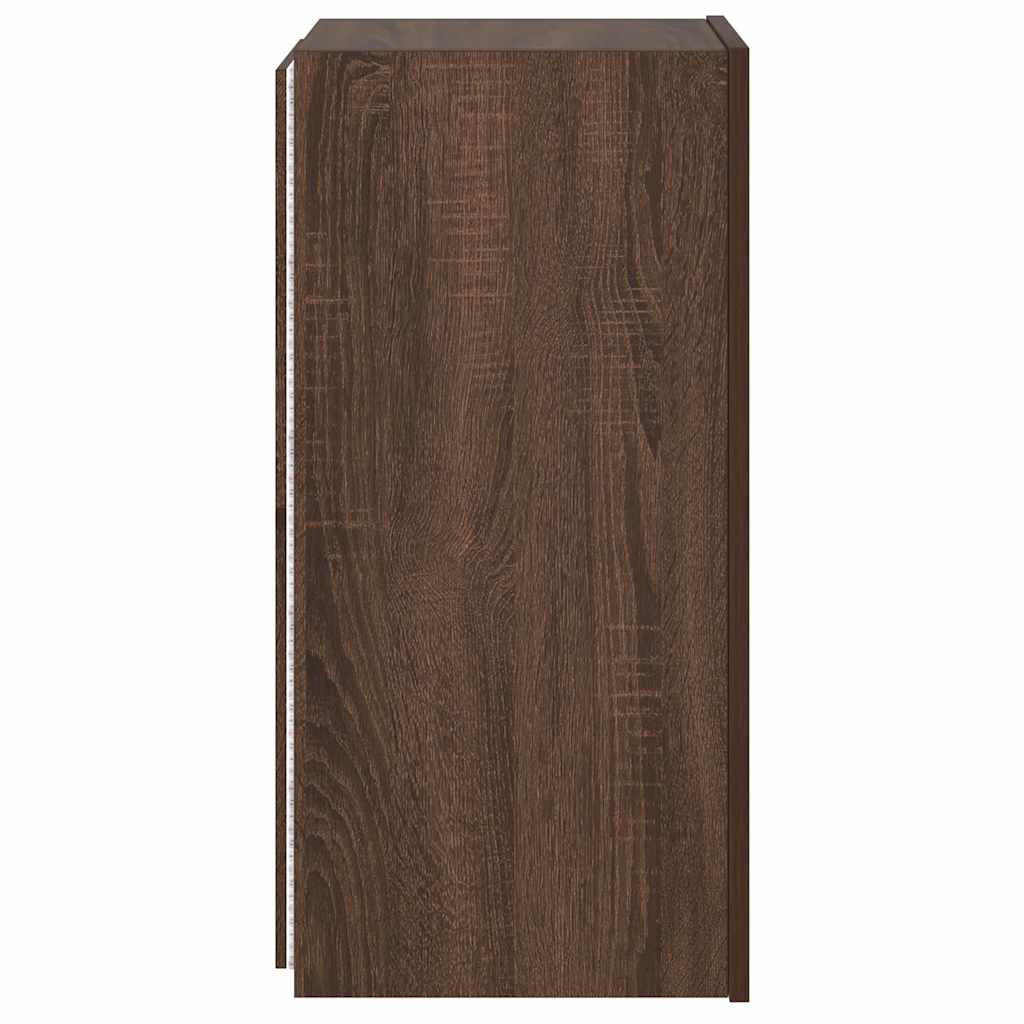 vidaXL Έπιπλο Τοίχου Τηλεόρασης με LED Καφέ Δρυς 30,5x35x70 εκ.