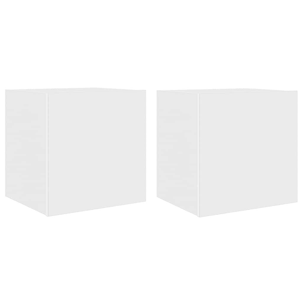 vidaXL Έπιπλα Τοίχου Τηλεόρασης με LED 2 Τεμ. Λευκά 40,5x35x40 εκ.