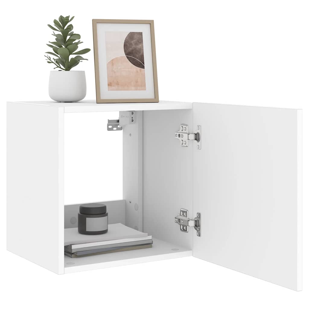 vidaXL Έπιπλα Τοίχου Τηλεόρασης με LED 2 Τεμ. Λευκά 40,5x35x40 εκ.