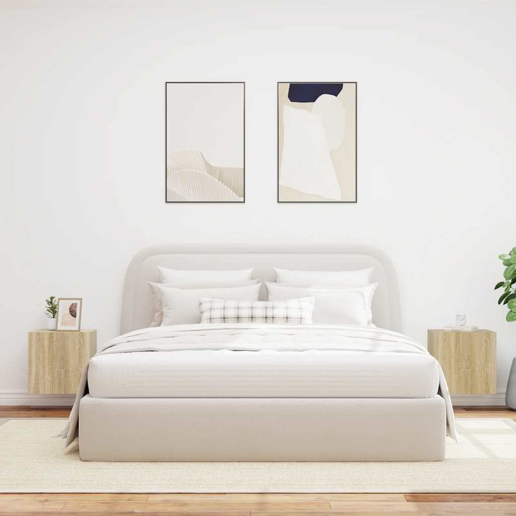 vidaXL Έπιπλα Τοίχου Τηλ. με LED 2 Τεμ. Sonoma Δρυς 40,5x35x40 εκ.