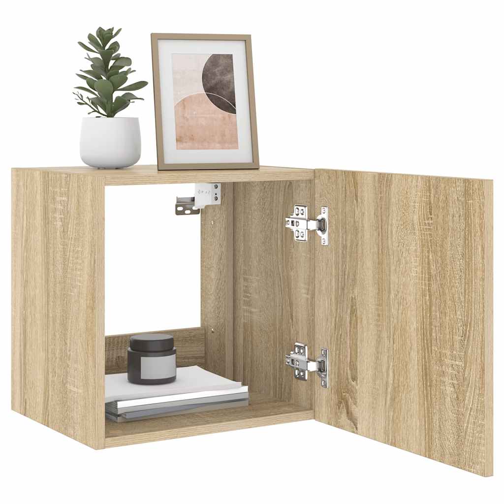 vidaXL Έπιπλα Τοίχου Τηλ. με LED 2 Τεμ. Sonoma Δρυς 40,5x35x40 εκ.