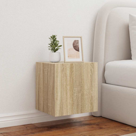 vidaXL Έπιπλα Τοίχου Τηλ. με LED 2 Τεμ. Sonoma Δρυς 40,5x35x40 εκ.