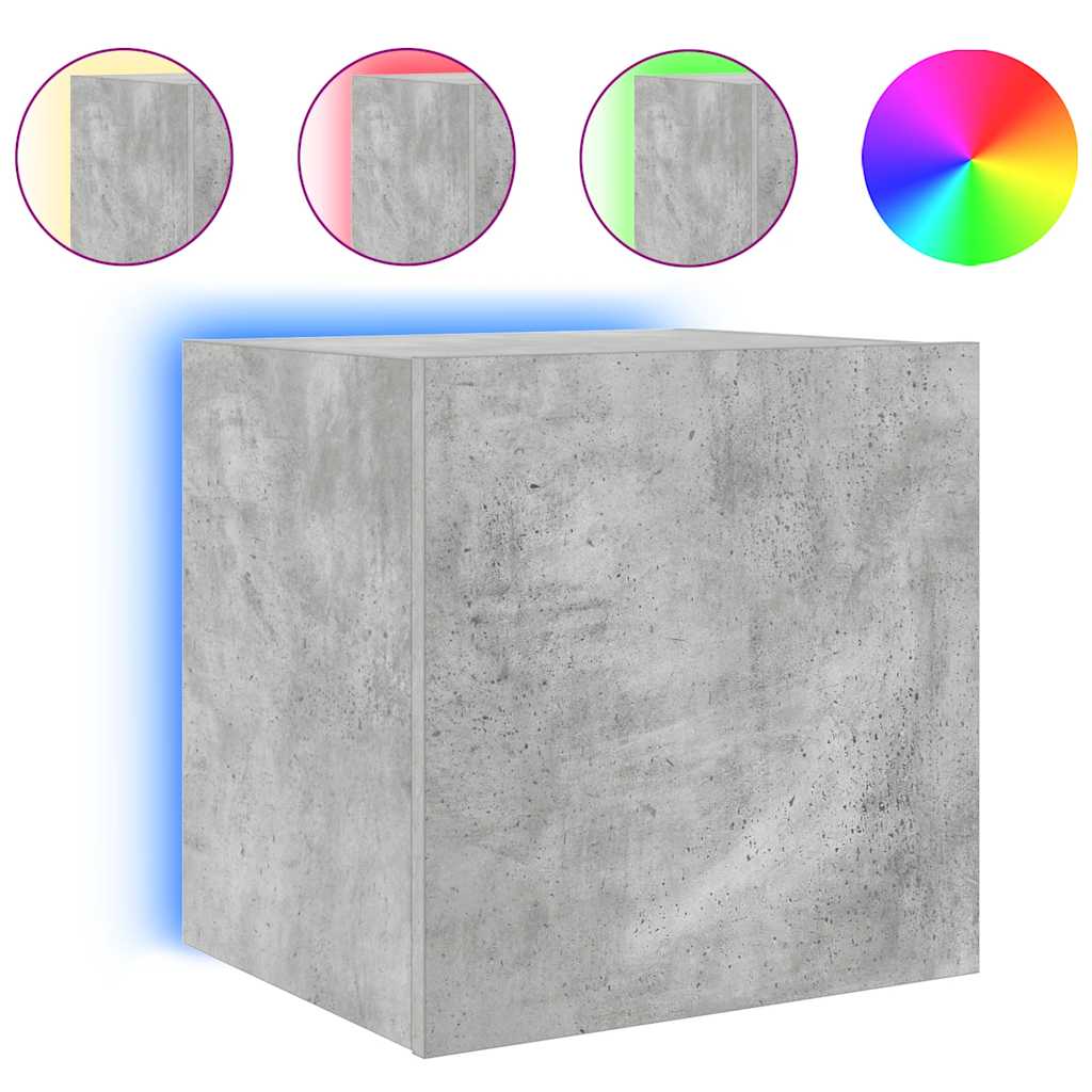 vidaXL Έπιπλα Τηλεόρασης με LED 2 Τεμ Γκρι Σκυροδέματος 40,5x35x40 εκ.