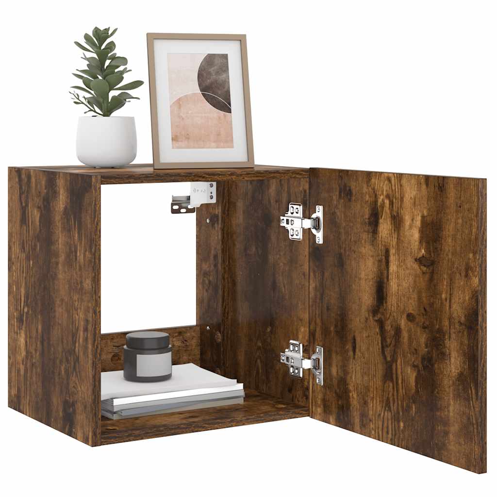 vidaXL Έπιπλα Τοίχου Τηλεόρασης LED 2 Τεμ. Καπνιστή Δρυς 40,5x35x40εκ.