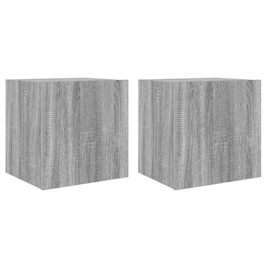 vidaXL Έπιπλα Τοίχου Τηλ. με LED 2 Τεμ. Γκρι Sonoma 40,5x35x40 εκ.