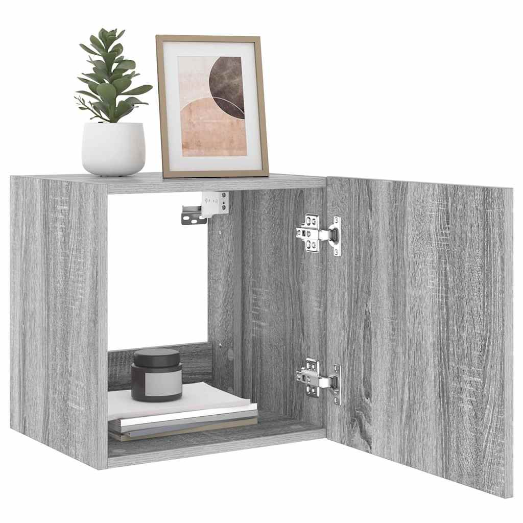 vidaXL Έπιπλα Τοίχου Τηλ. με LED 2 Τεμ. Γκρι Sonoma 40,5x35x40 εκ.