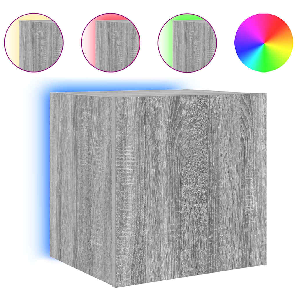 vidaXL Έπιπλα Τοίχου Τηλ. με LED 2 Τεμ. Γκρι Sonoma 40,5x35x40 εκ.