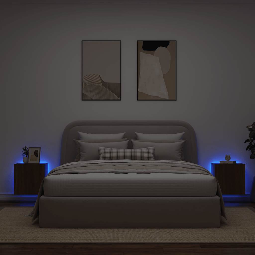 vidaXL Έπιπλα Τοίχου Τηλεόρασης LED 2 Τεμ. Καφέ Δρυς 40,5x35x40εκ.