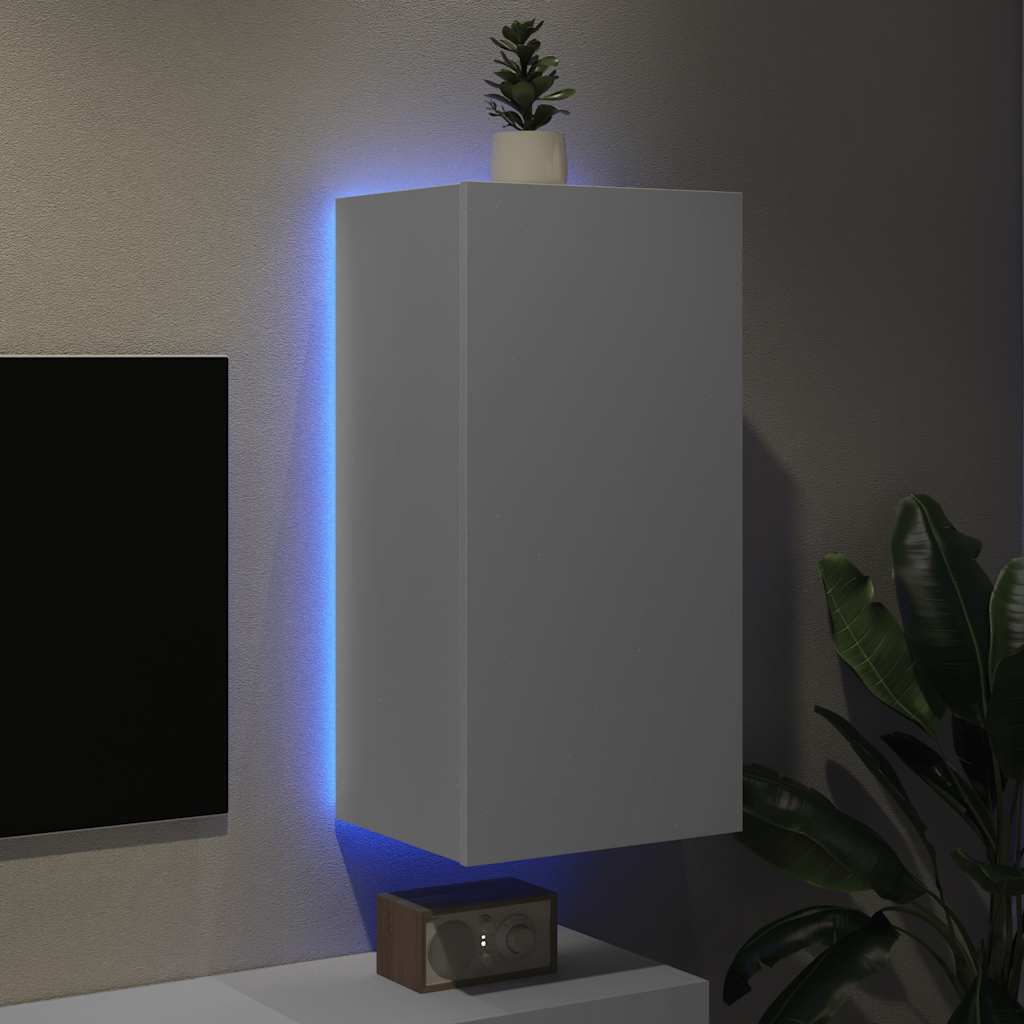 vidaXL Έπιπλο Τοίχου Τηλεόρασης με LED Λευκό 40,5x35x80 εκ.