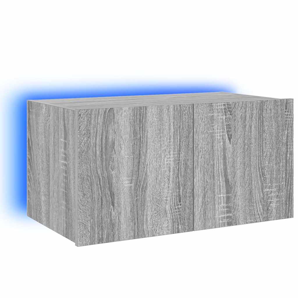 vidaXL Έπιπλο Τοίχου Τηλεόρασης με LED Γκρι Sonoma 60x35x31 εκ.
