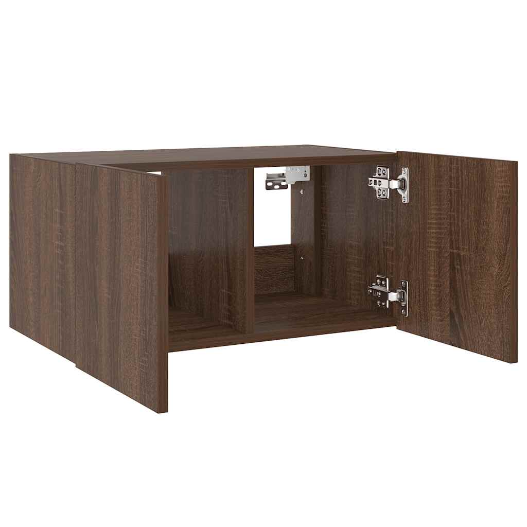 vidaXL Έπιπλο Τοίχου Τηλεόρασης με LED Καφέ Δρυς 60x35x31 εκ.