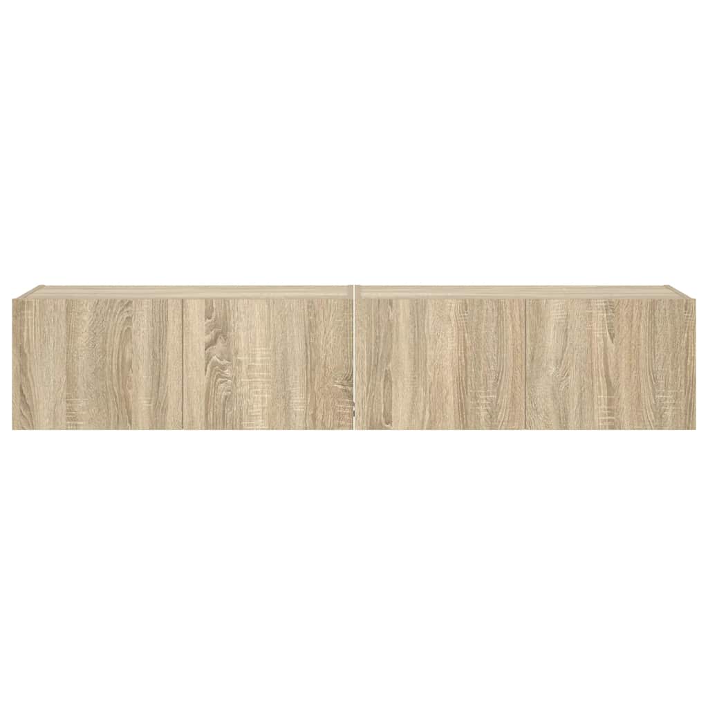 vidaXL Έπιπλα Τοίχου Τηλ. με LED 2 Τεμ. Sonoma Δρυς 80x35x31 εκ.