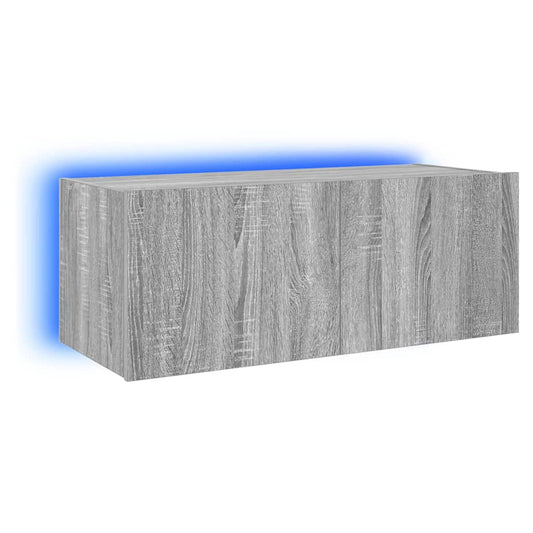vidaXL Έπιπλο Τοίχου Τηλεόρασης με LED Γκρι Sonoma 80x35x31 εκ.
