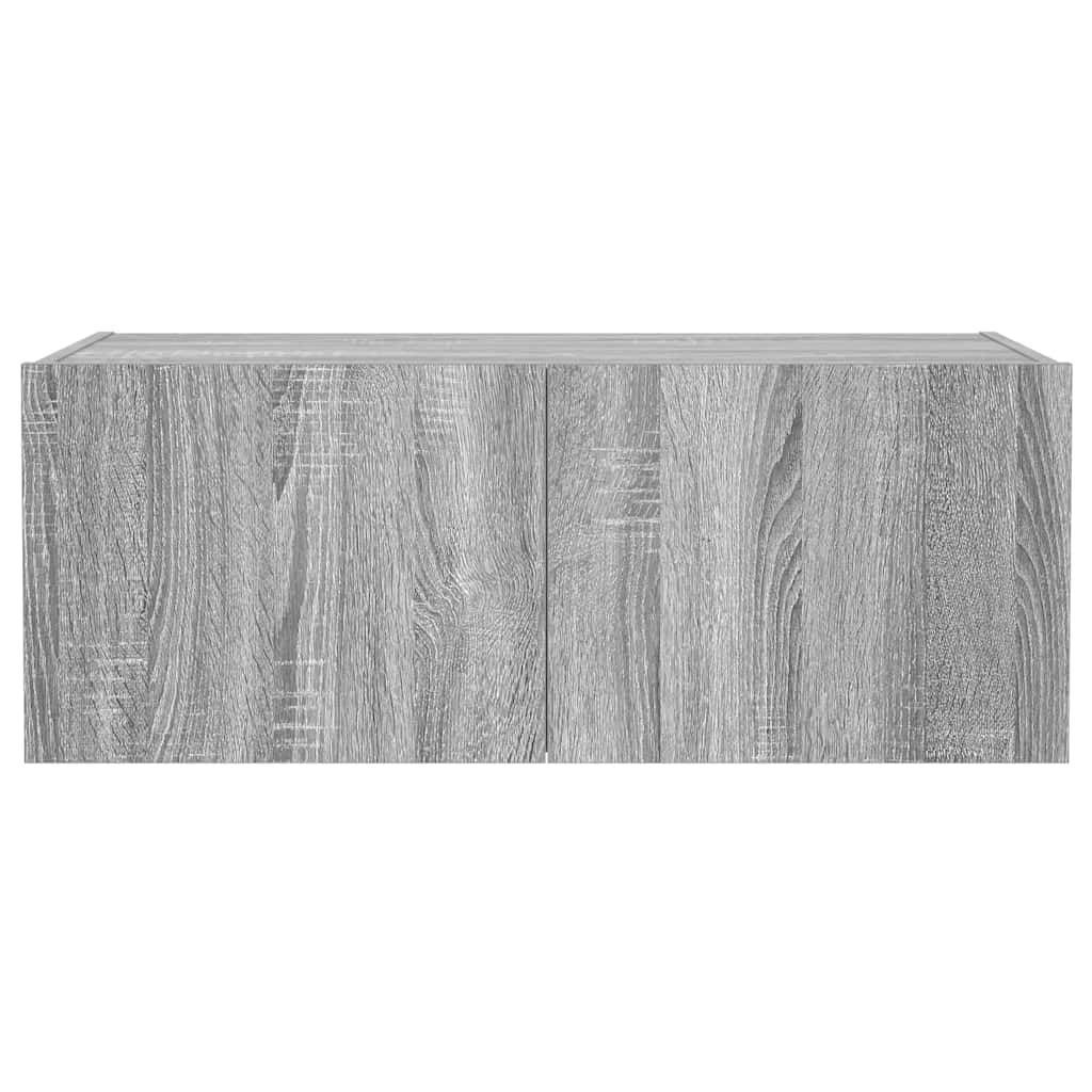 vidaXL Έπιπλο Τοίχου Τηλεόρασης με LED Γκρι Sonoma 80x35x31 εκ.