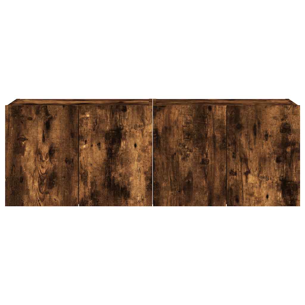 vidaXL Έπιπλα Τοίχου Τηλεόρασης LED 2 Τεμ. Καπνιστή Δρυς 60x35x41 εκ.